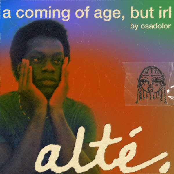 The tentative cover art to the 'a coming of age, but irl: alté' podcast series with the official gradient and font
